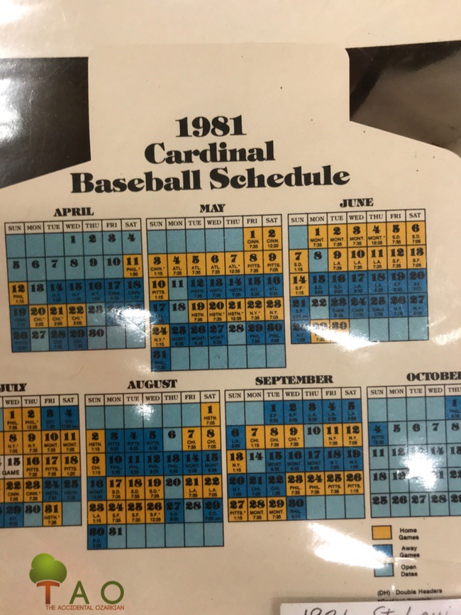 Cardinals baseball schedule 1981