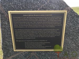 One of the bronze plaques at Ashley Jewish Homesteaders Cemetery ND