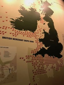 map of British Merchant ships sunk in WWI