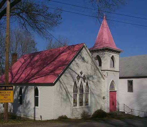 Bonnots Mill methodist church pink roof