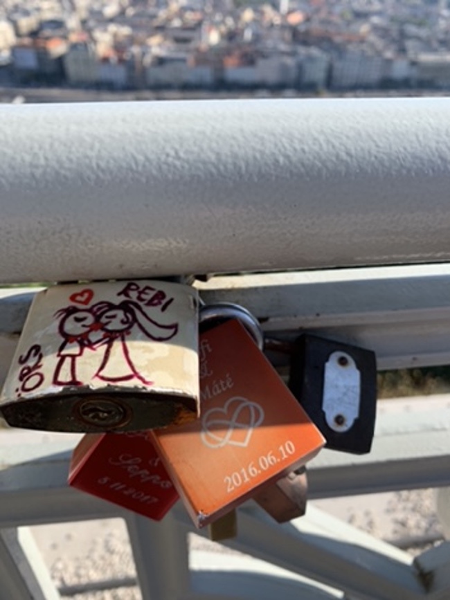 close up of lock on bridge Budapest lovers locks