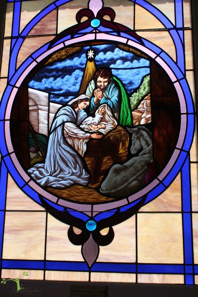 Holy Family Stained Glass window