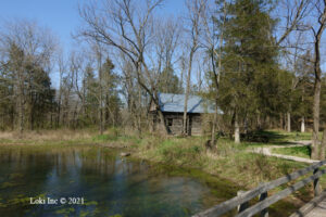 Thomas Brown's cabin from the bridge to the mill