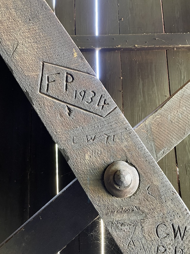 Burfordville covered bridge initials