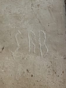 SBR initials at Bollinger Mill