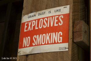 Warning sign at Ozark Mill