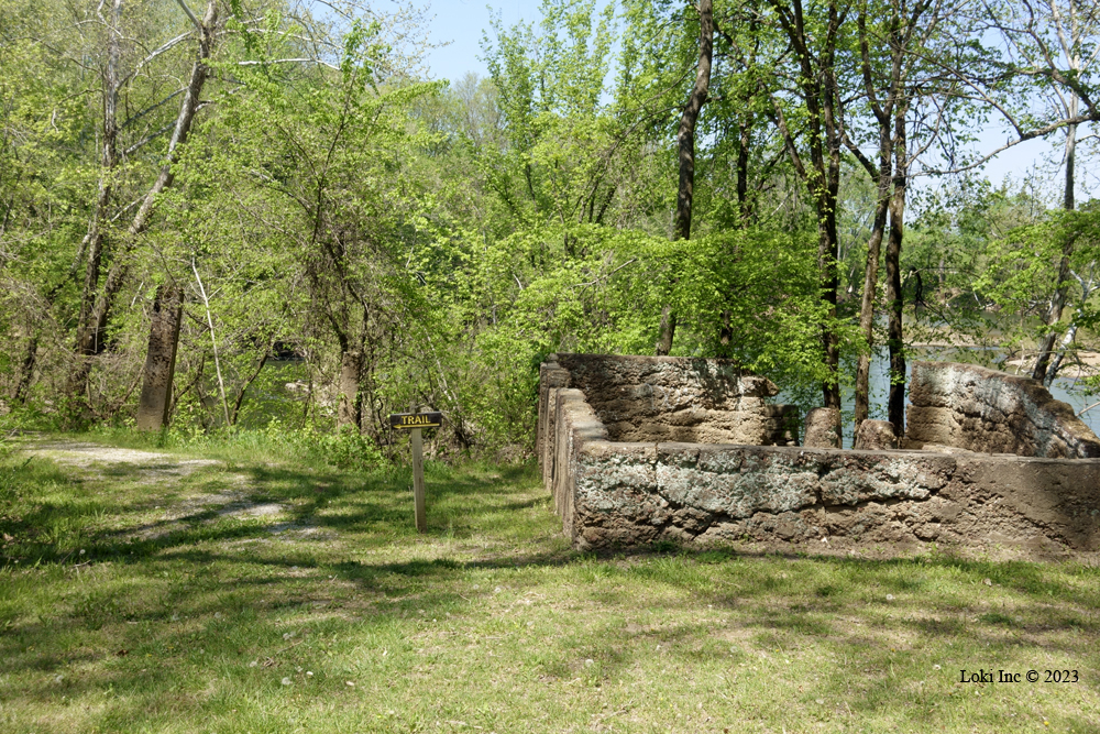 Byrnes Mill foundation above the Big River