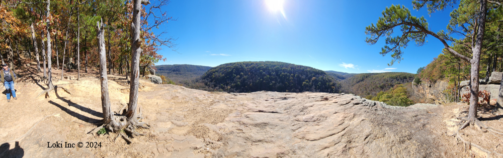 Panoramic view across Buffalo River valley from Hawksbill Crag