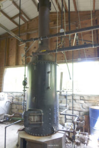 Wommack Mill boiler from inside the mill