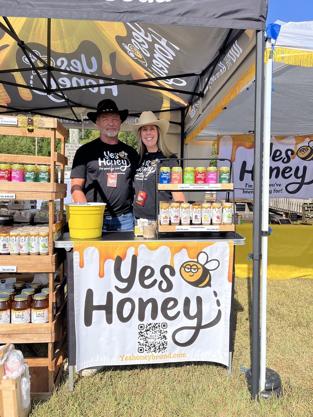 Heather and Marty Mincer at the Yes Honey booth.
