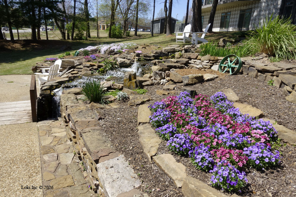 Stream and flowers outside Johnson Mill